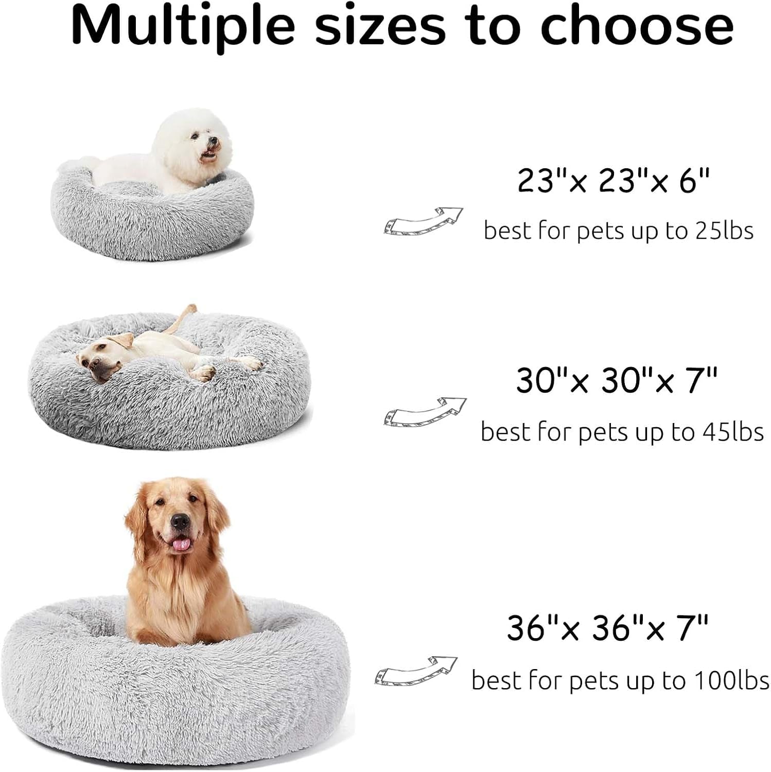 Indulge Your Pup with the Cozy Calming Donut Cuddler Dog Bed - Fluffy, Washable, and Orthopedic Support for Large Dogs, 30" in Gray
