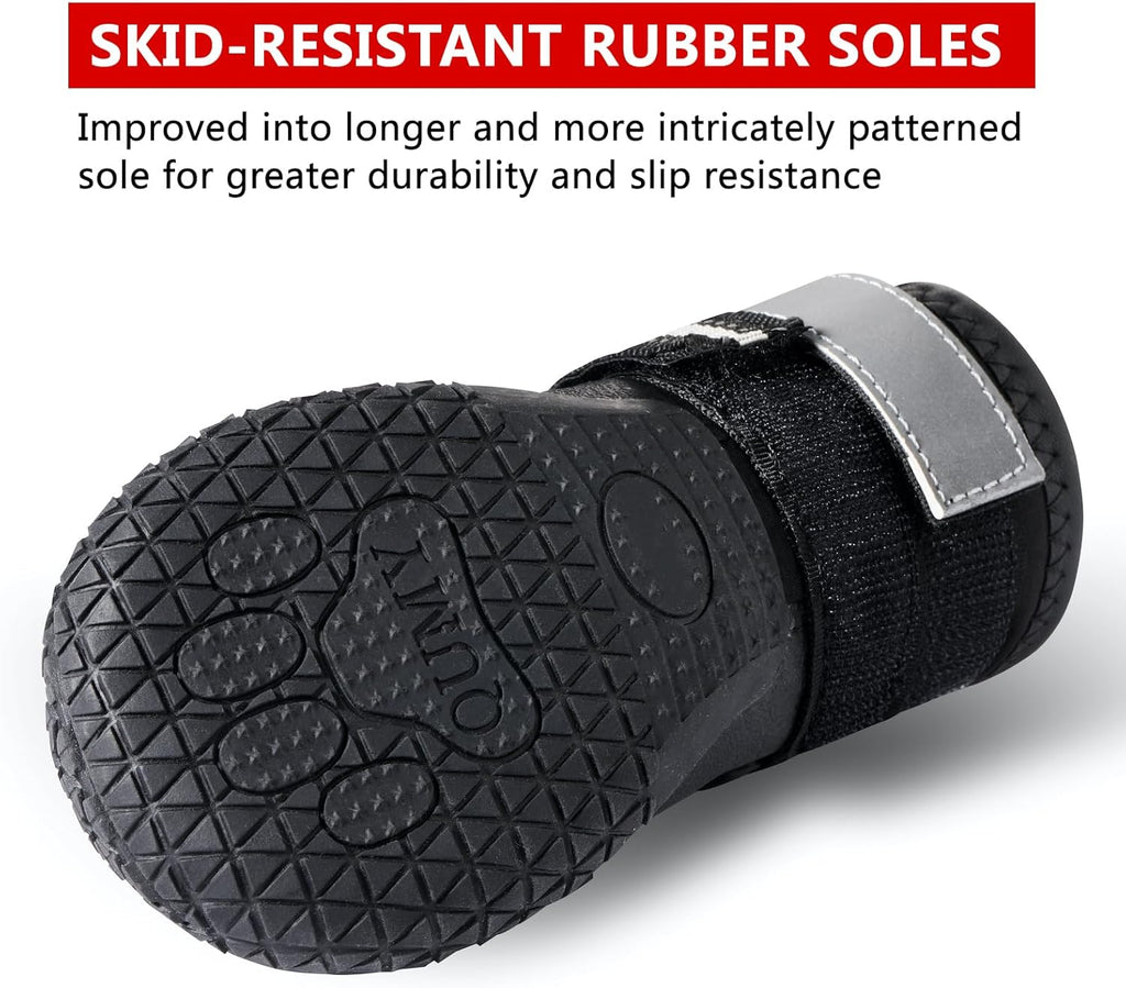 Dog Shoes for Large Dogs, Medium Dog Boots & Paw Protectors for Winter Snowy Day, Summer Hot Pavement, Water-Resistant in Rainy Weather, Outdoor Walking, Indoor Hardfloors Skid-Resistant Sole