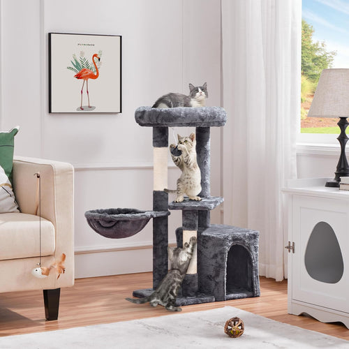 Delight Your Feline Friend with Our 34-Inch Multi-Level Cat Tree - The Ultimate Indoor Condo for Play, Scratch & Sleep!