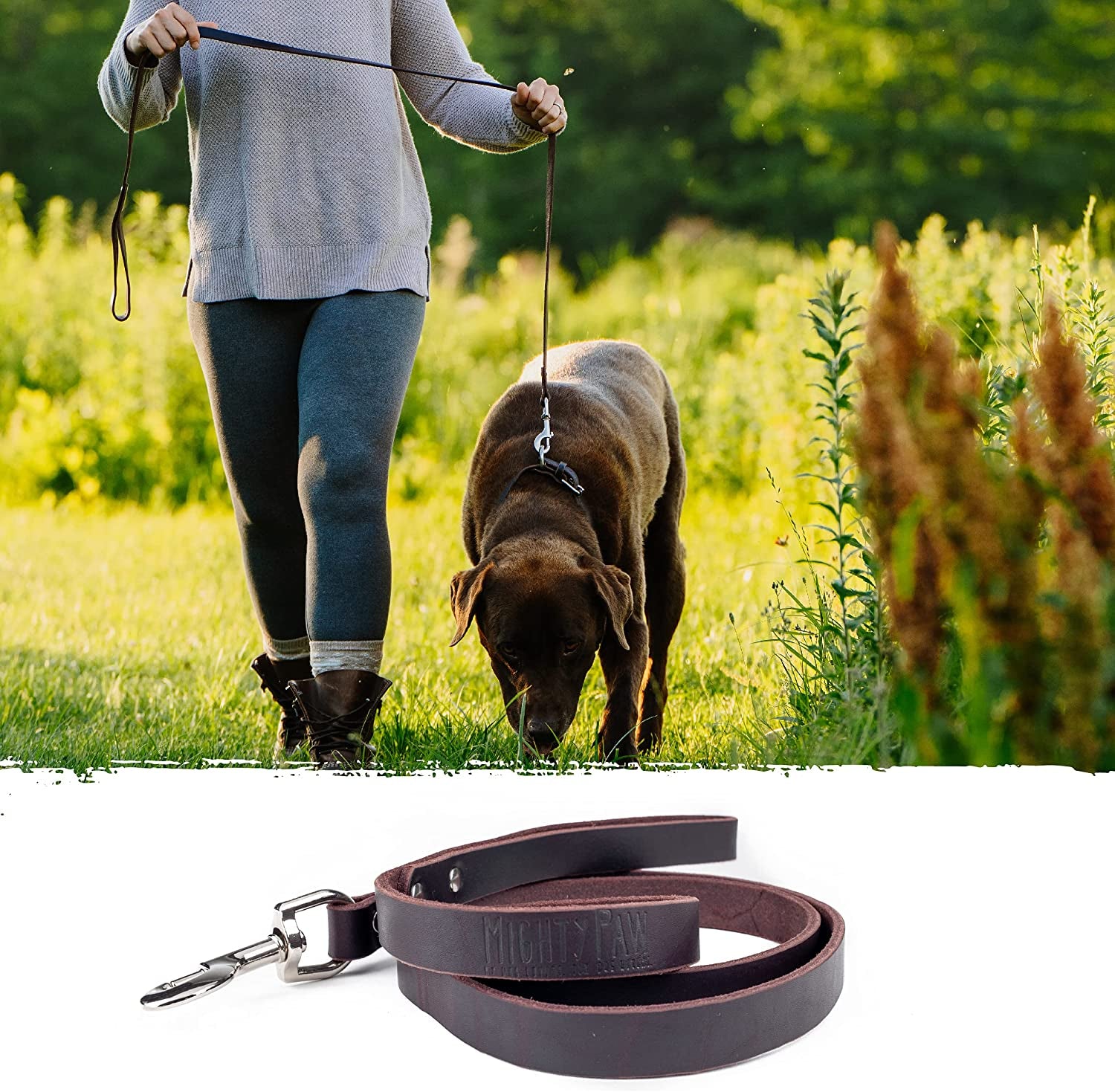 Premium Distressed Leather Dog Leash - Heavy Duty, Stylish and Comfortable for All Breeds - Perfect for Your Furry Friend