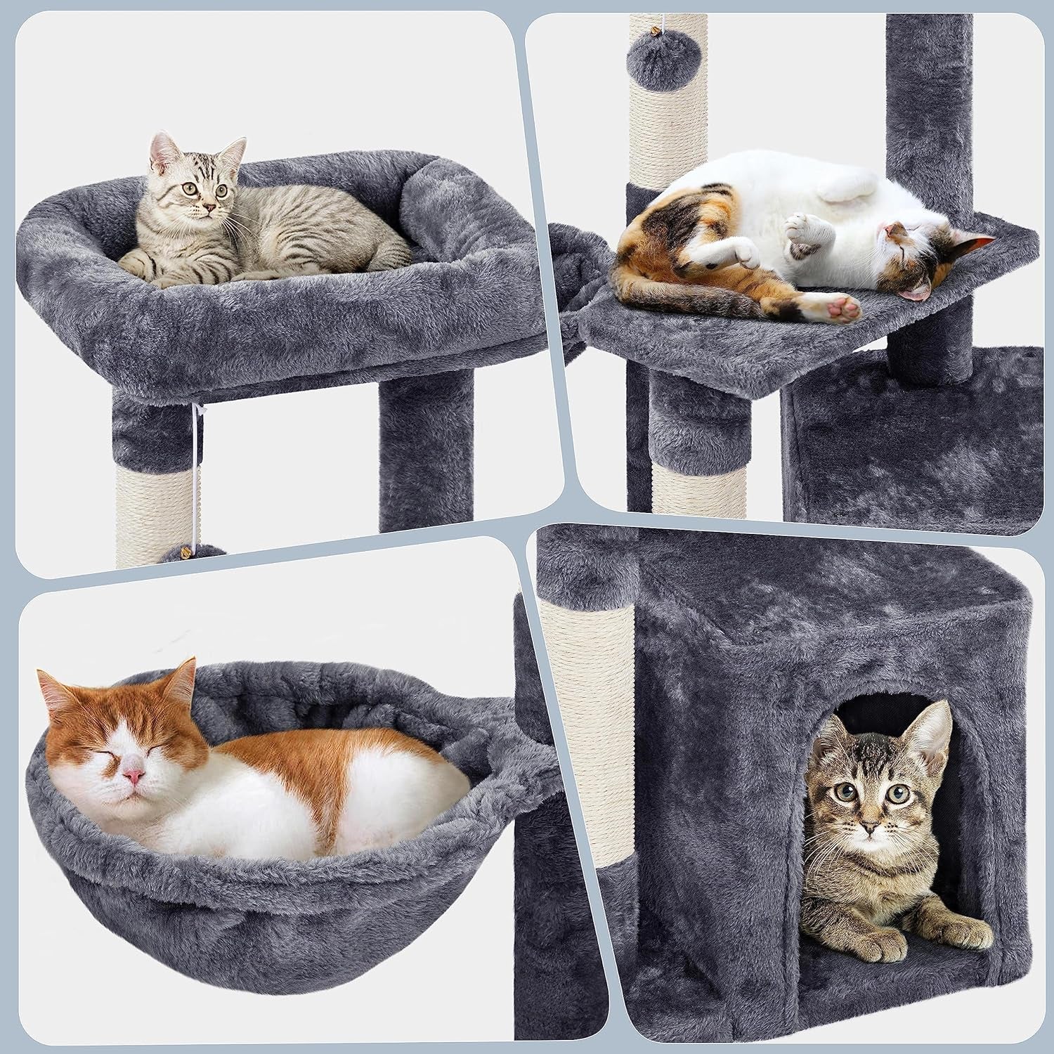 Delight Your Feline Friend with Our 34-Inch Multi-Level Cat Tree - The Ultimate Indoor Condo for Play, Scratch & Sleep!