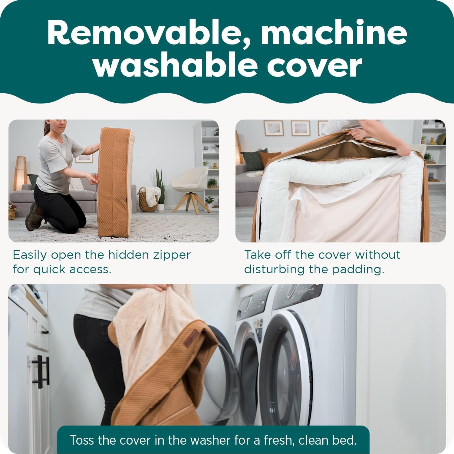 Memory Foam Dog Bed for Large Dogs W/ Removable Bolsters & Washable Cover, for Dogs up to 95 Lbs - Plush & Velvet Waves Perfect Comfort Sofa - Brownstone, Jumbo/Xl