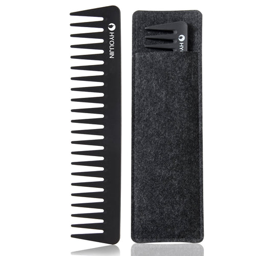 601 Black Carbon Wide Tooth Comb Detangling Comb Detangler Hair Comb for Long Wet Hair Hair Straighten Curly Hair 230℃ Heat Resistan