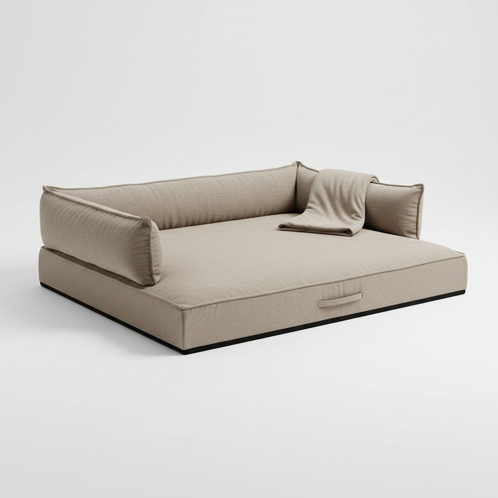 Luxurious Orthopedic Dog Bed for Large Breeds - Removable Bolsters & Washable Cover - Perfect for Dogs up to 95 lbs in Woodsmoke Color