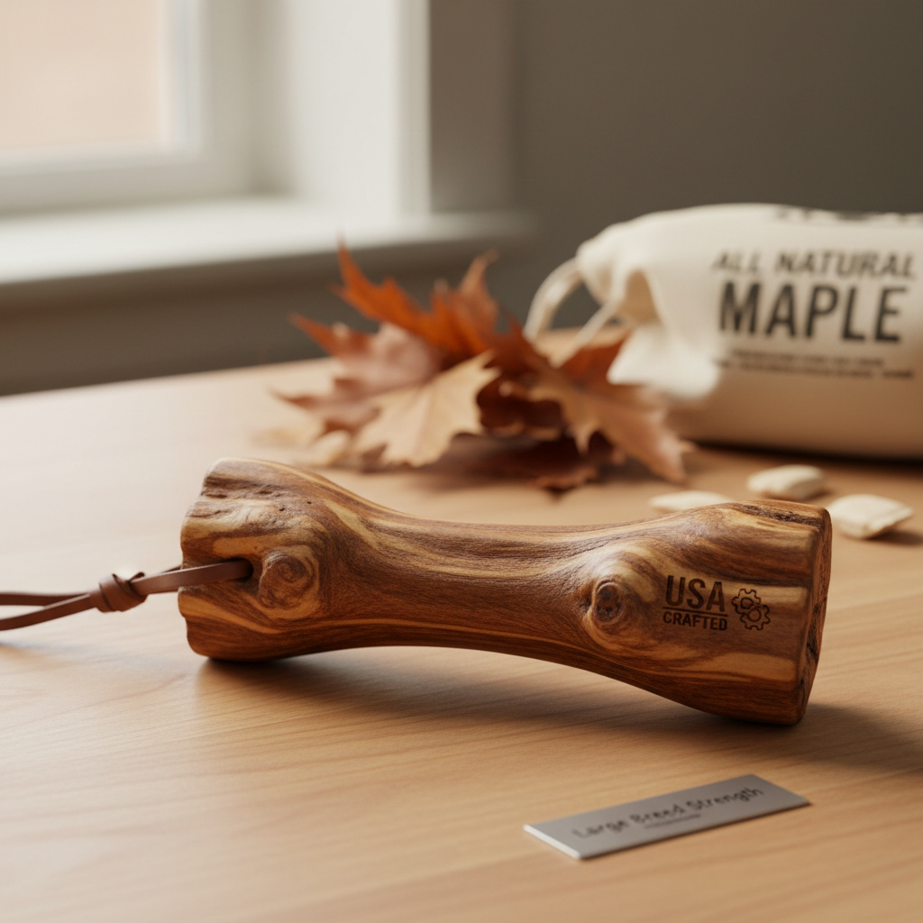Maplestick Premium Real Wood Dog Chew Toy - Tough, Flavorful, and Made in the USA for Large Dogs